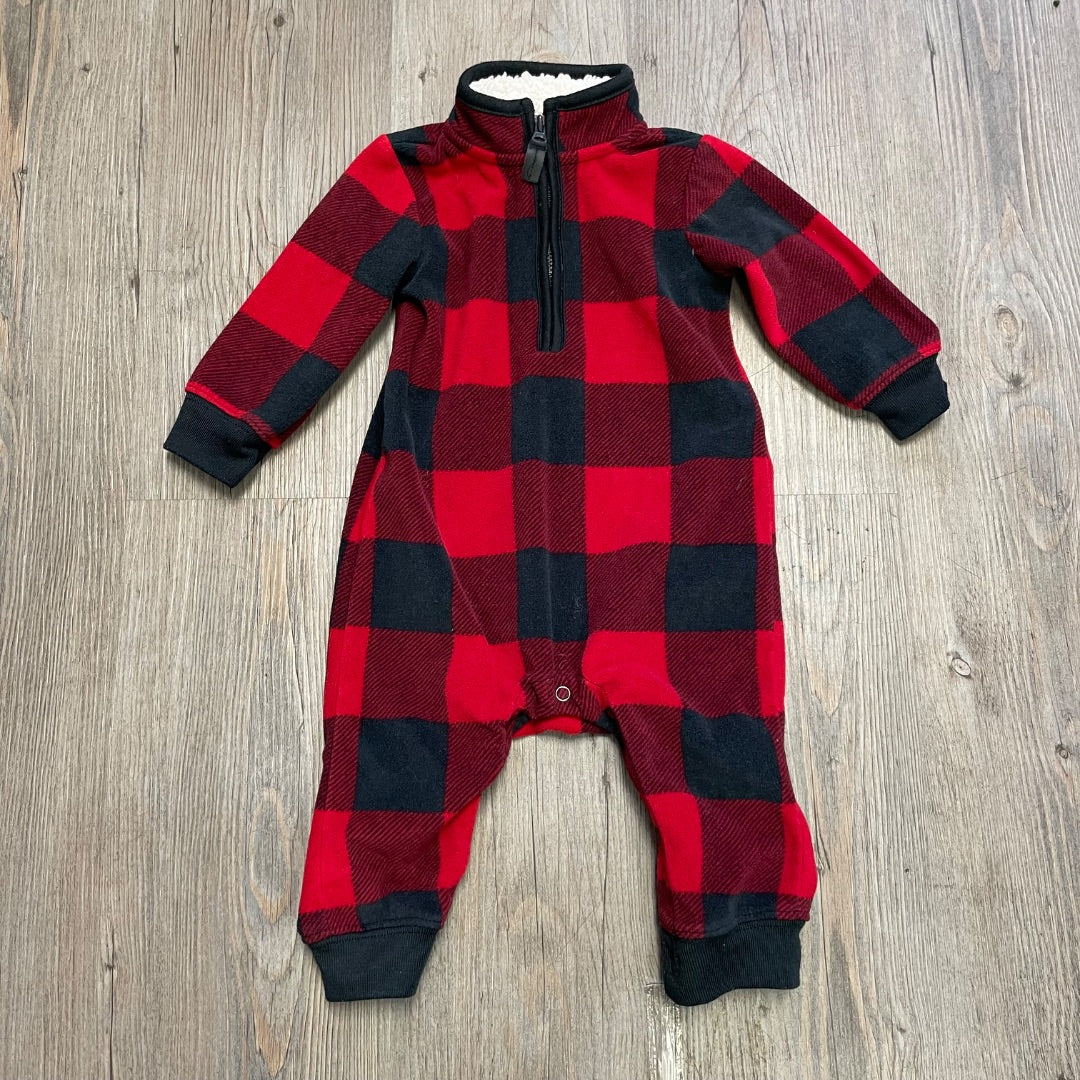 Plaid Red Carters PJ Onesie, 3-6M