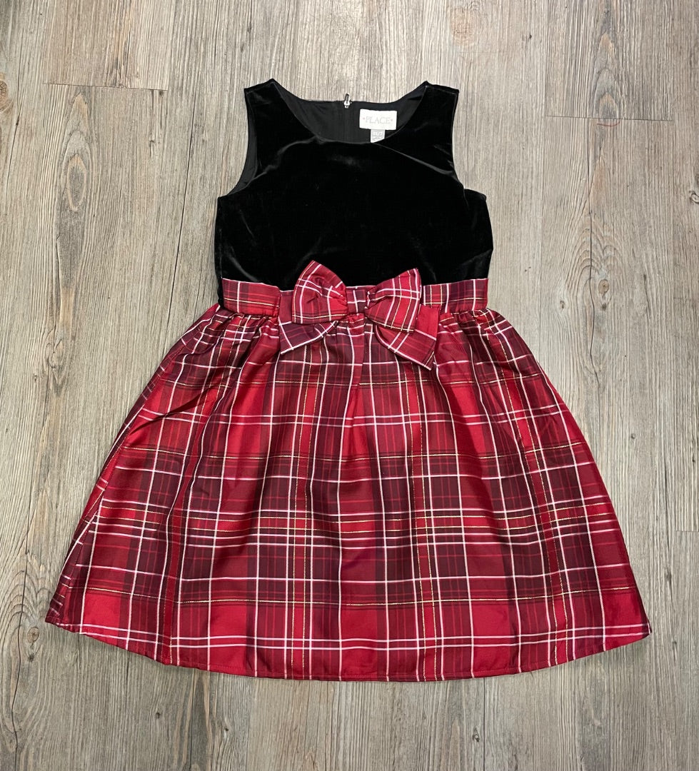 Red/Black Children's Place Velvet & Plaid Dress, 6-7Y