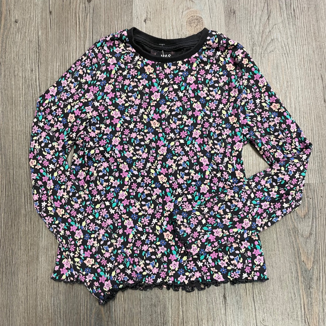 Floral M&S Originals Long Sleeve Top, 7-8Y