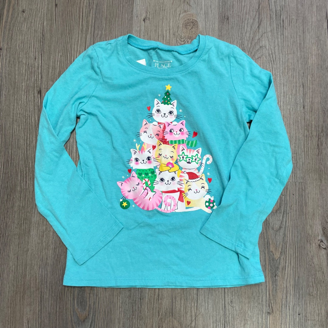 Cat Pattern Childrens Place Long Sleeve Top, 5Y