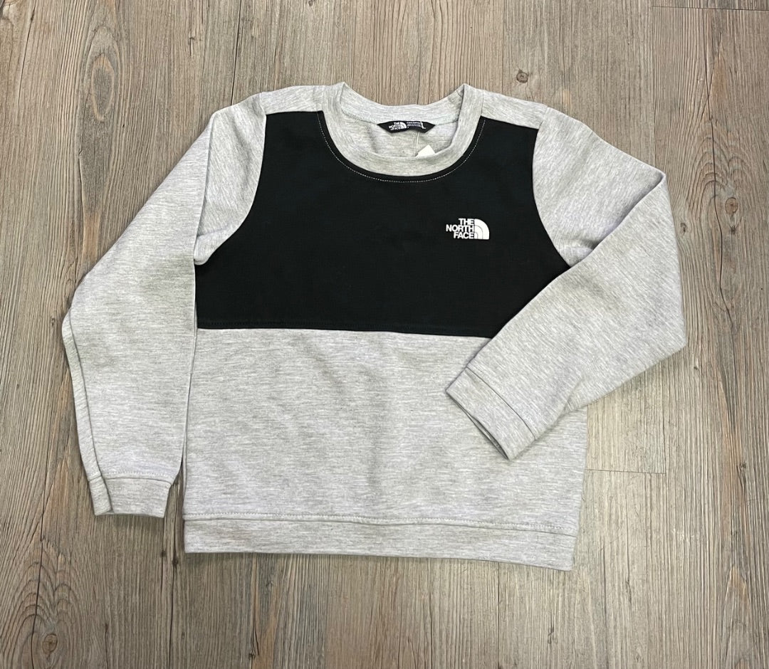 Grey Black Northface Pullover Top, 7Y
