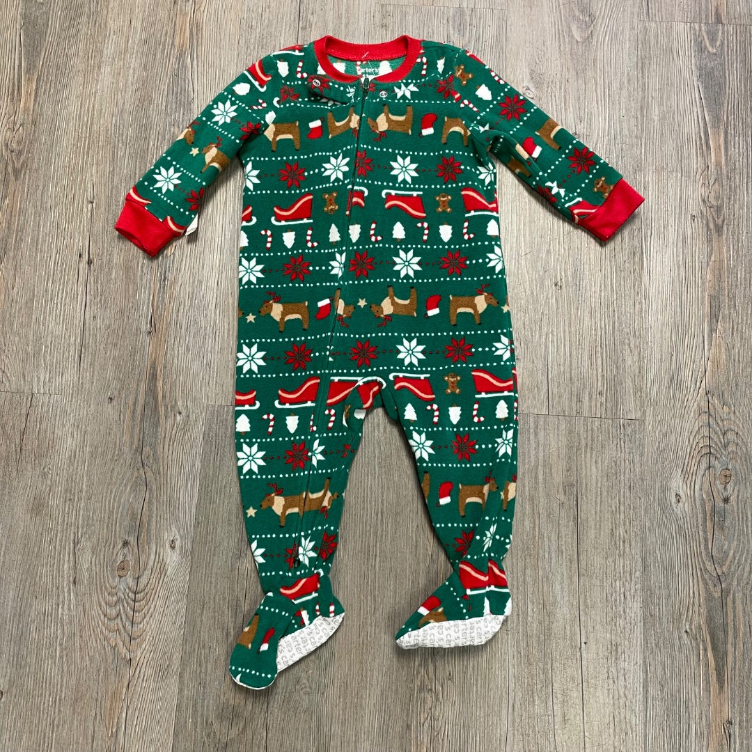 Reindeer Pattern Carters Fleece Pj Onesie, 12M