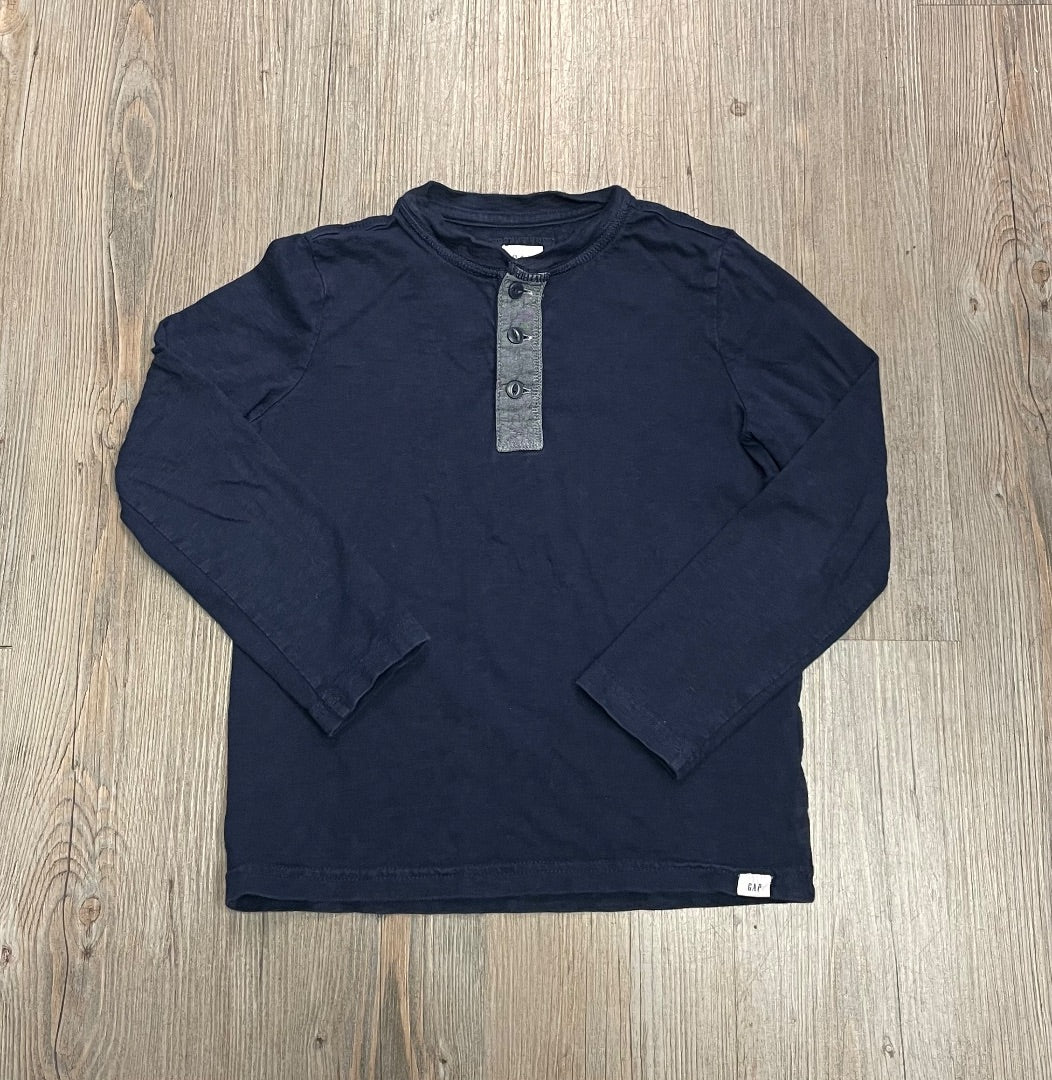 Navy Gap Long Sleeve Top, 6-7Y