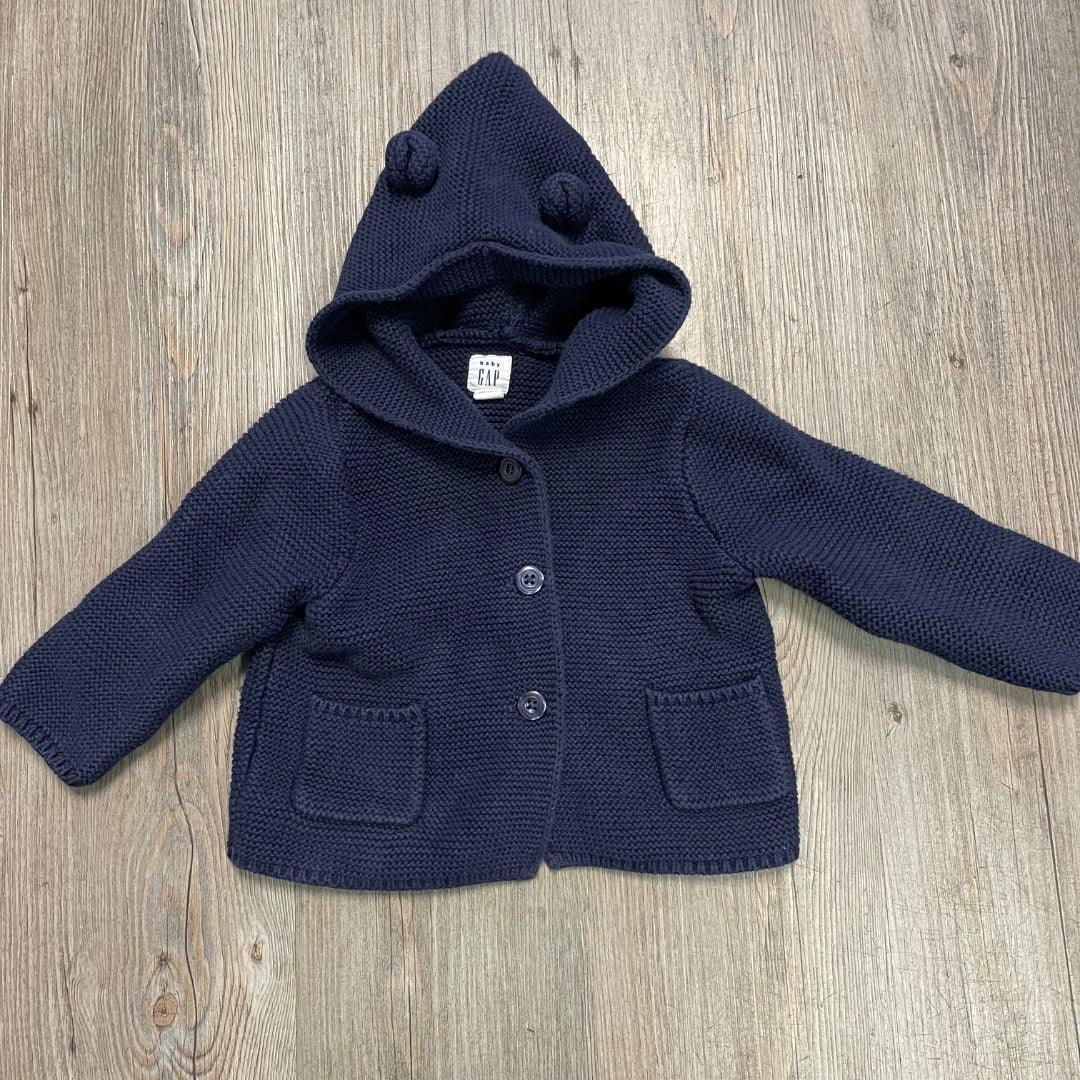 Navy Gap Knit Hooded Cardigan, 6-12M