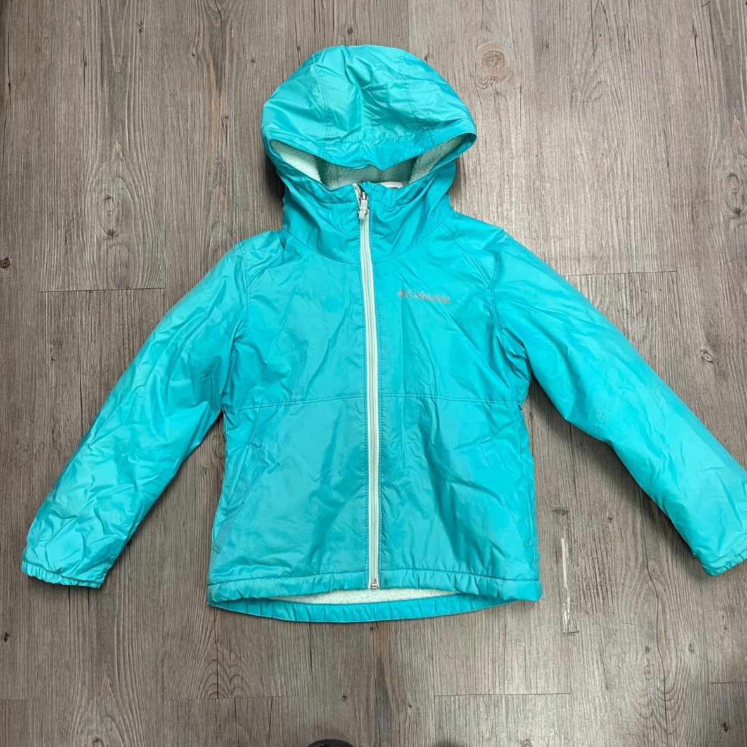 Teal Columbia Fleecelined Rain Jacket, 6Y
