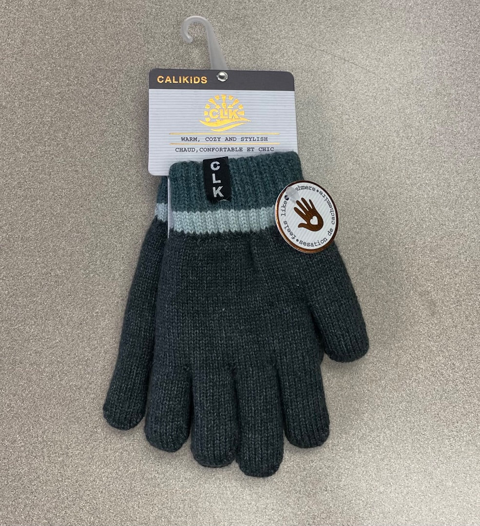 Green CaliKids Soft Lined Knit Gloves, 2-5Y