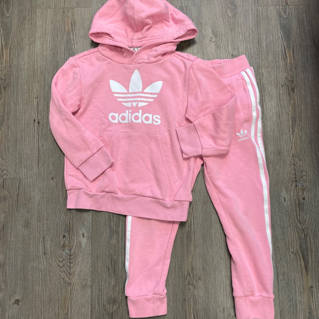 Pink Adidas 2PC Sweat Set, 5-6Y