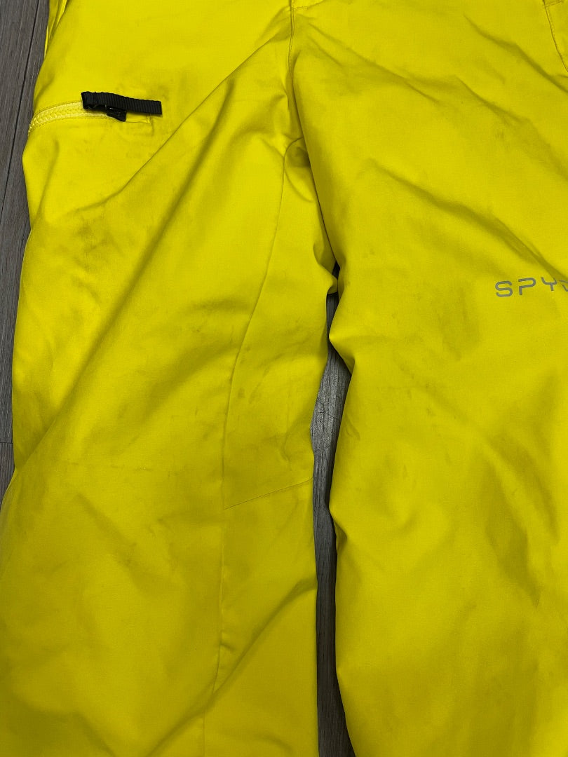 Neon Yellow Spyder Detachable Bib Snow Pants, 14Y