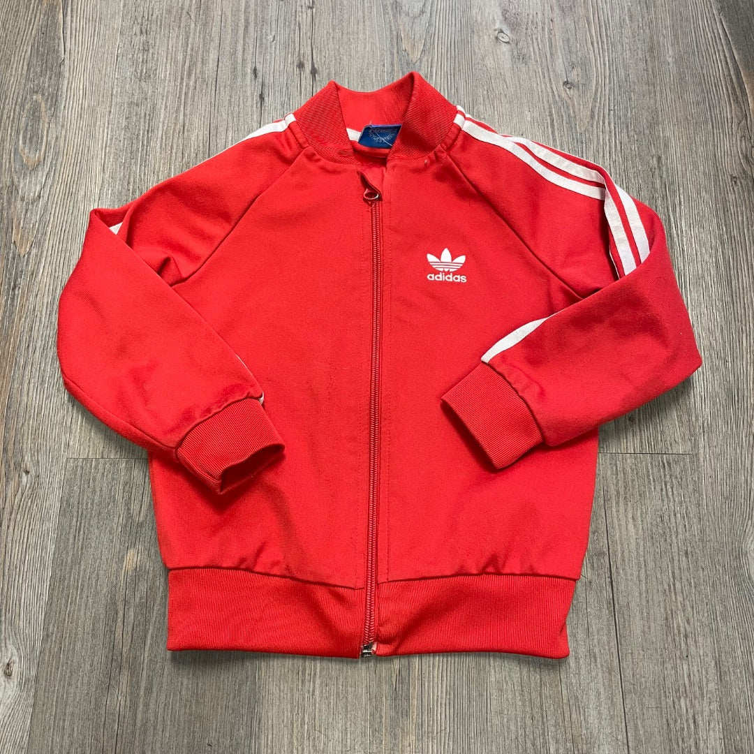 Red Adidas Zip Jacket, 3-4Y