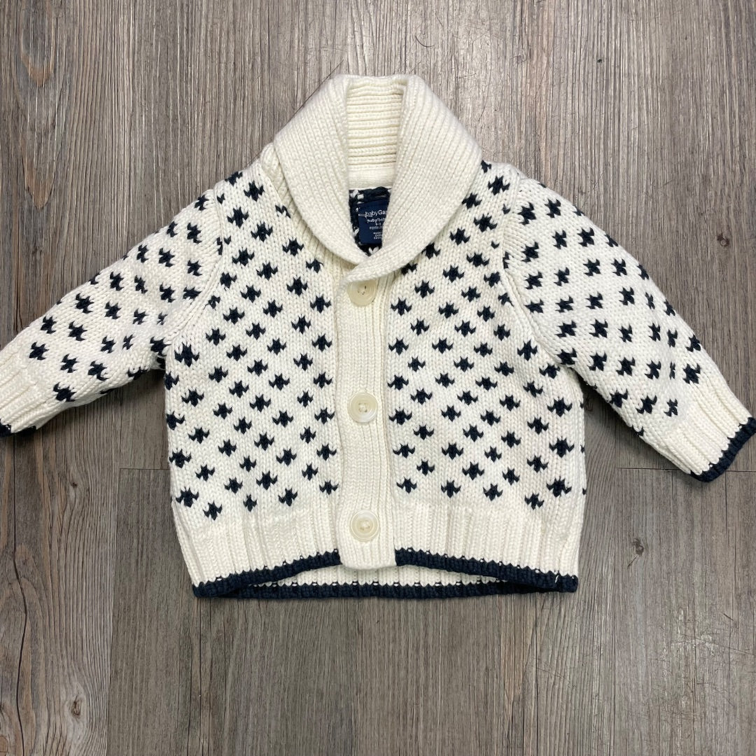 Black White Gap Knit Cardigan, 0-3M