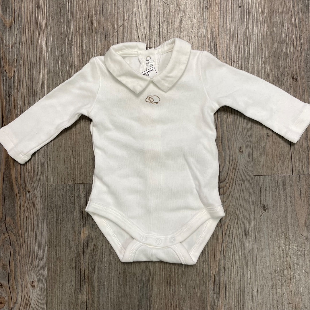 White Mayoral Long Sleeve Shirt Onesie, 1-2M