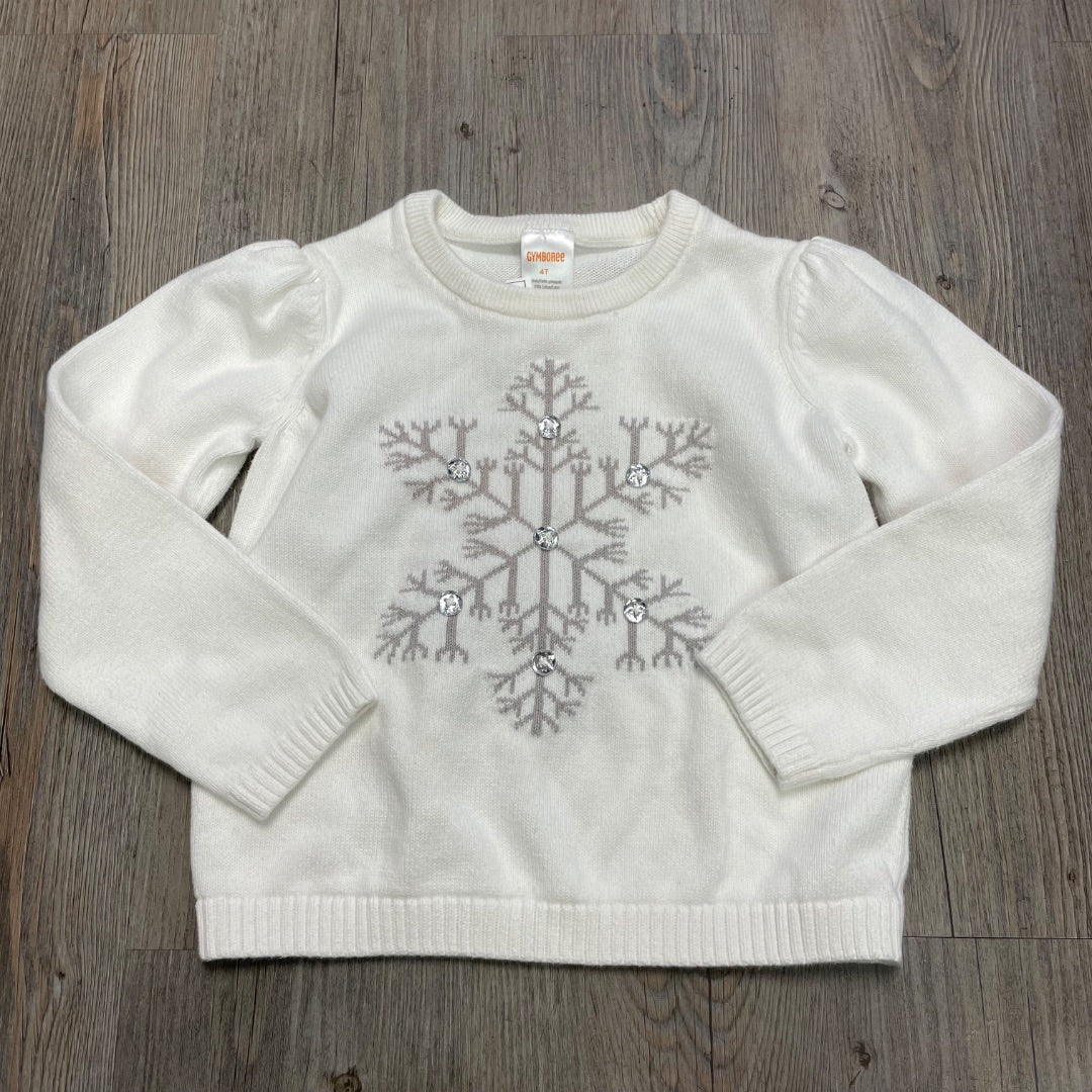 White Gymboree Knit Crewneck Sweater 4Y