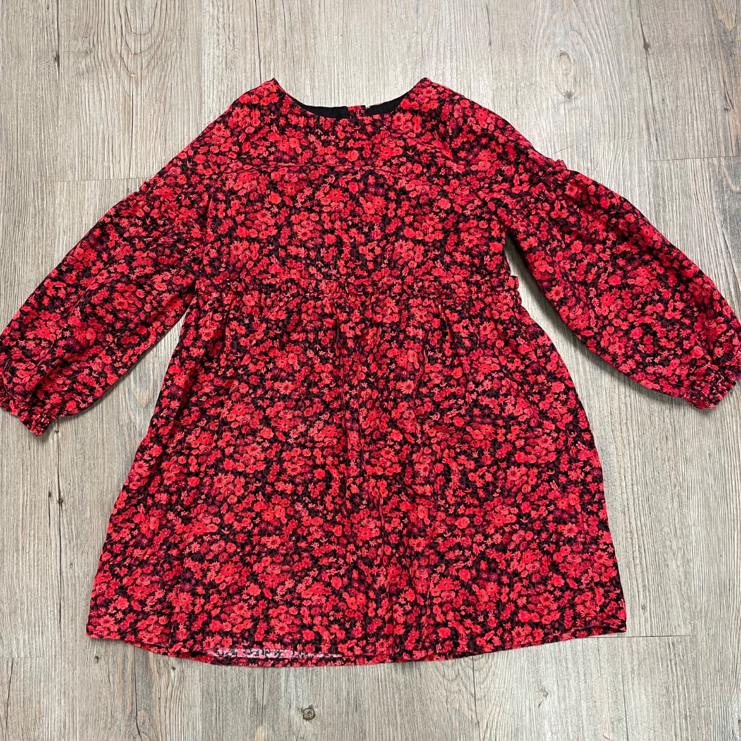 Floral Gap Corduroy Long Sleeve Dress 5Y
