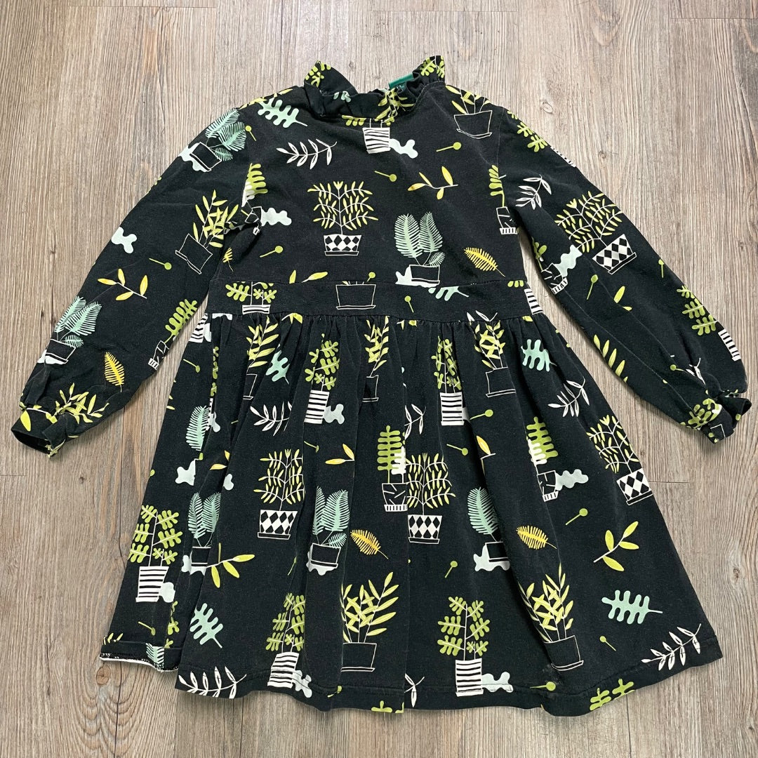 Leaf Pattern Raspberry Republic Long Sleeves Dress, 3-5Y