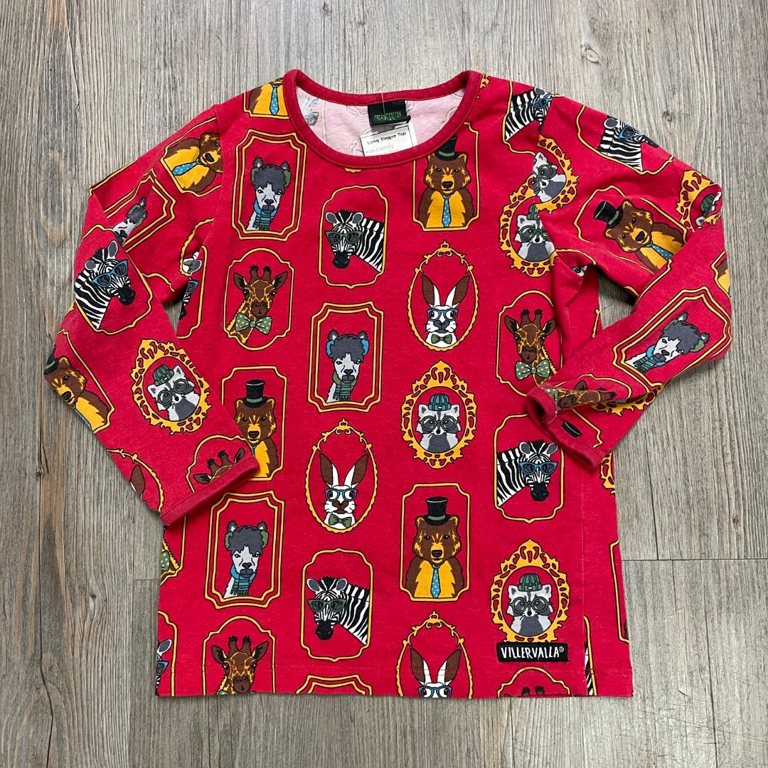 Animal Pattern Viller Valla Long Sleeve Top, 4Y