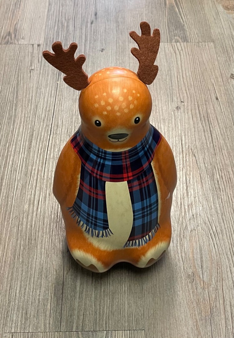 Brown Tin Holiday Reindeer Tin