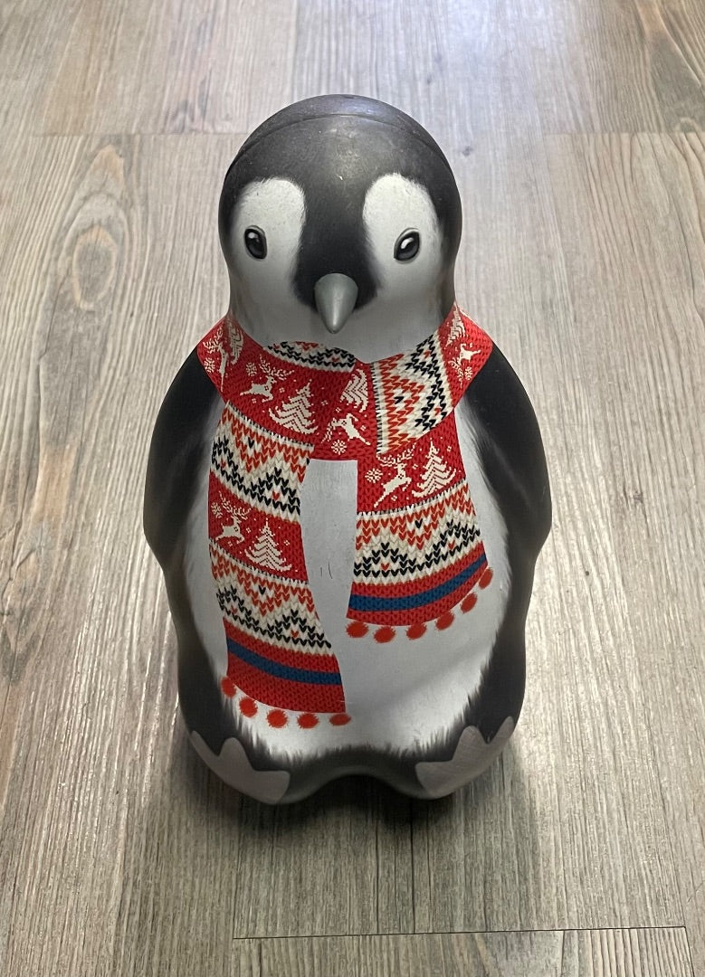 Grey Tin Holiday Penguin Tin