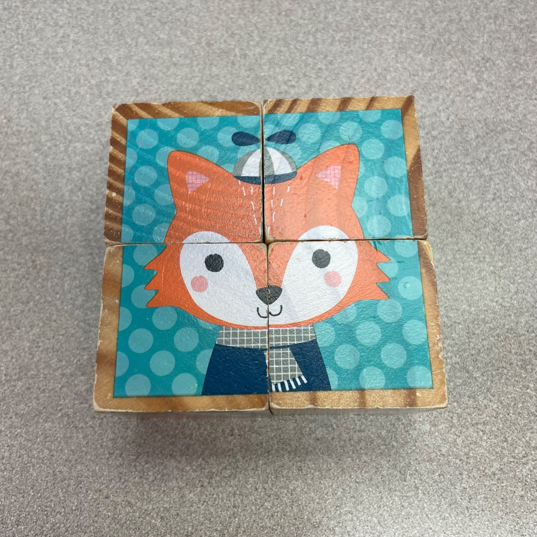 Multi Colour Janod Wooden Block Forest Portraits, Pre-owned