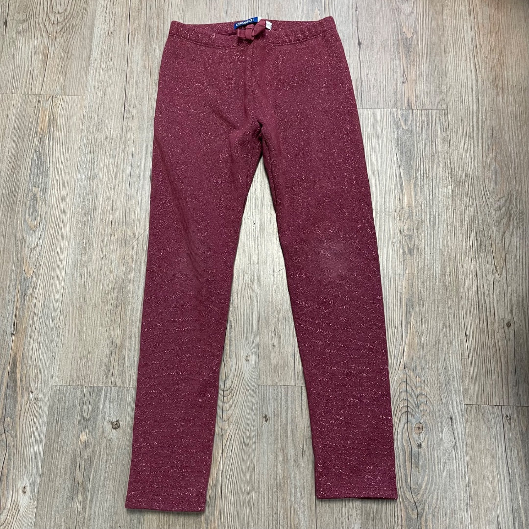 Maroon Glitter Okaidi Lined legging, 10Y