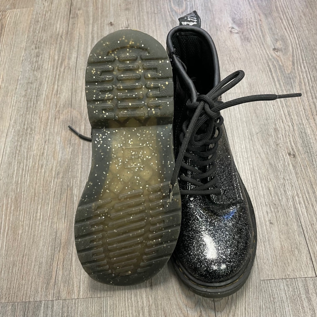 Glitter Black Dr Martens Side Zip Fall Boots, 3Y