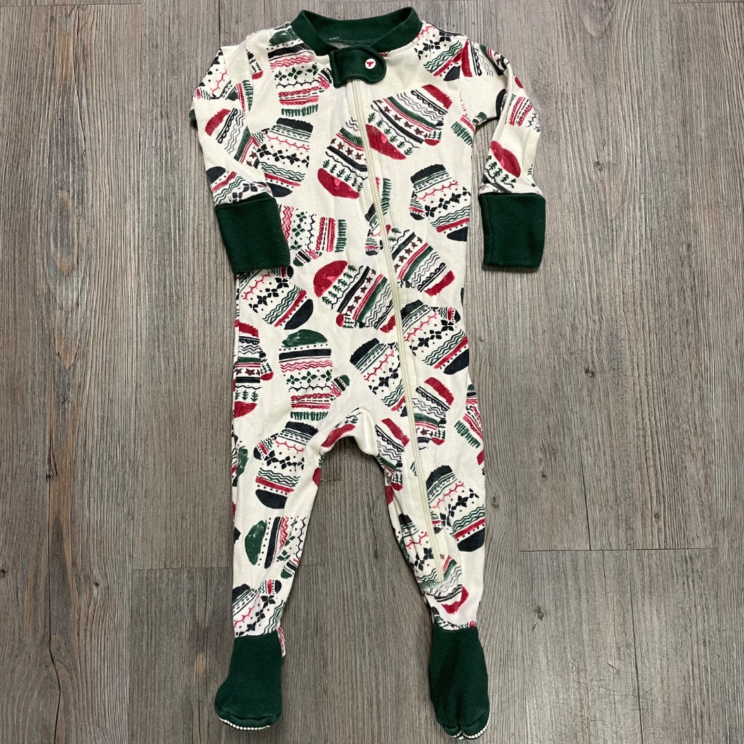 Mitten Pattern Burt's Bees Baby Holiday PJ Onesie, 0-3M