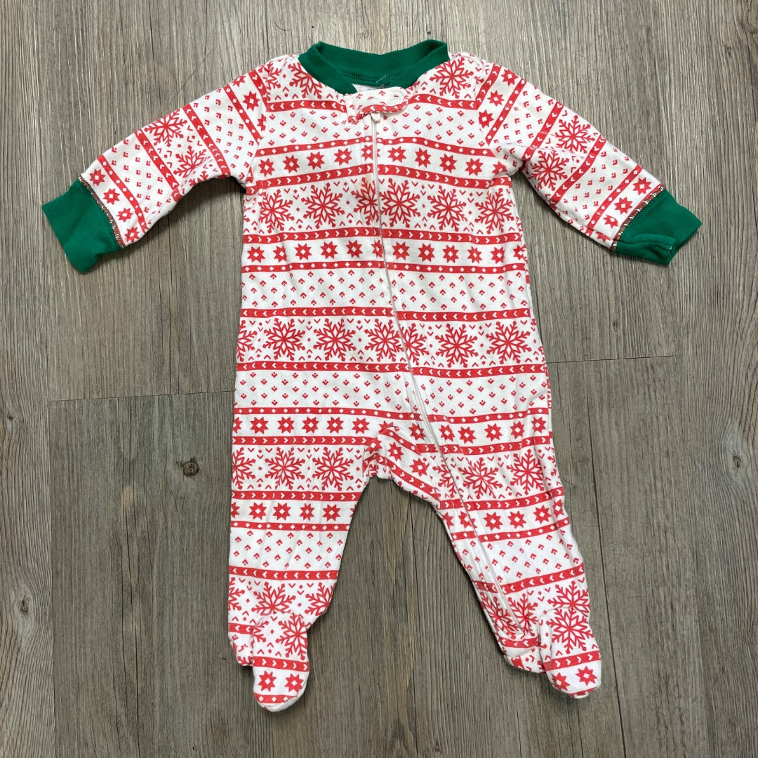Snow Flakes Pattern Carters Holiday PJ Onesie, 3M