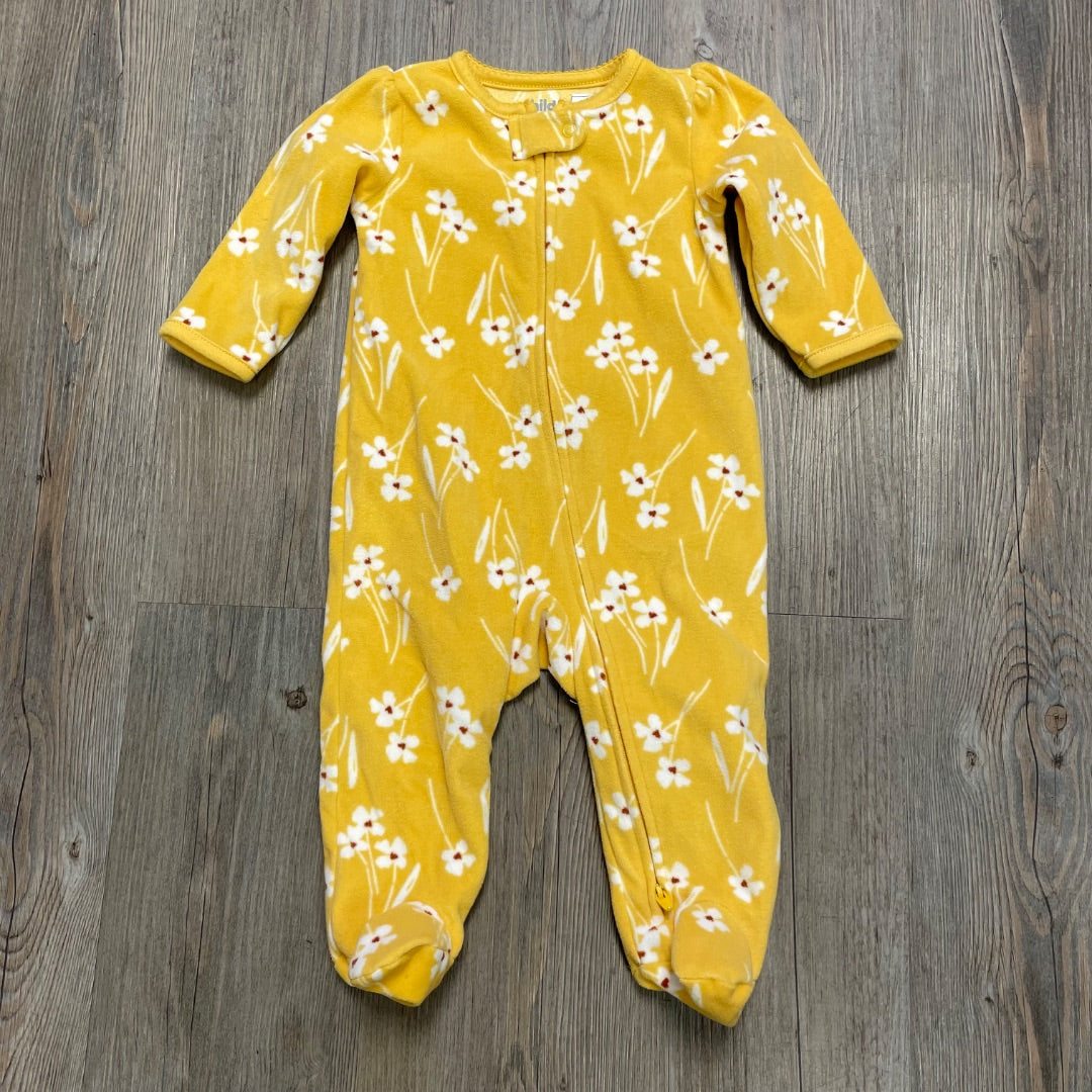 Yellow Floral Carters PJ Onesie, 3-6M