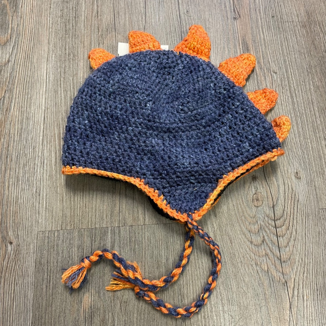 Blue Grey Knit Lined Hat, 2-4Y