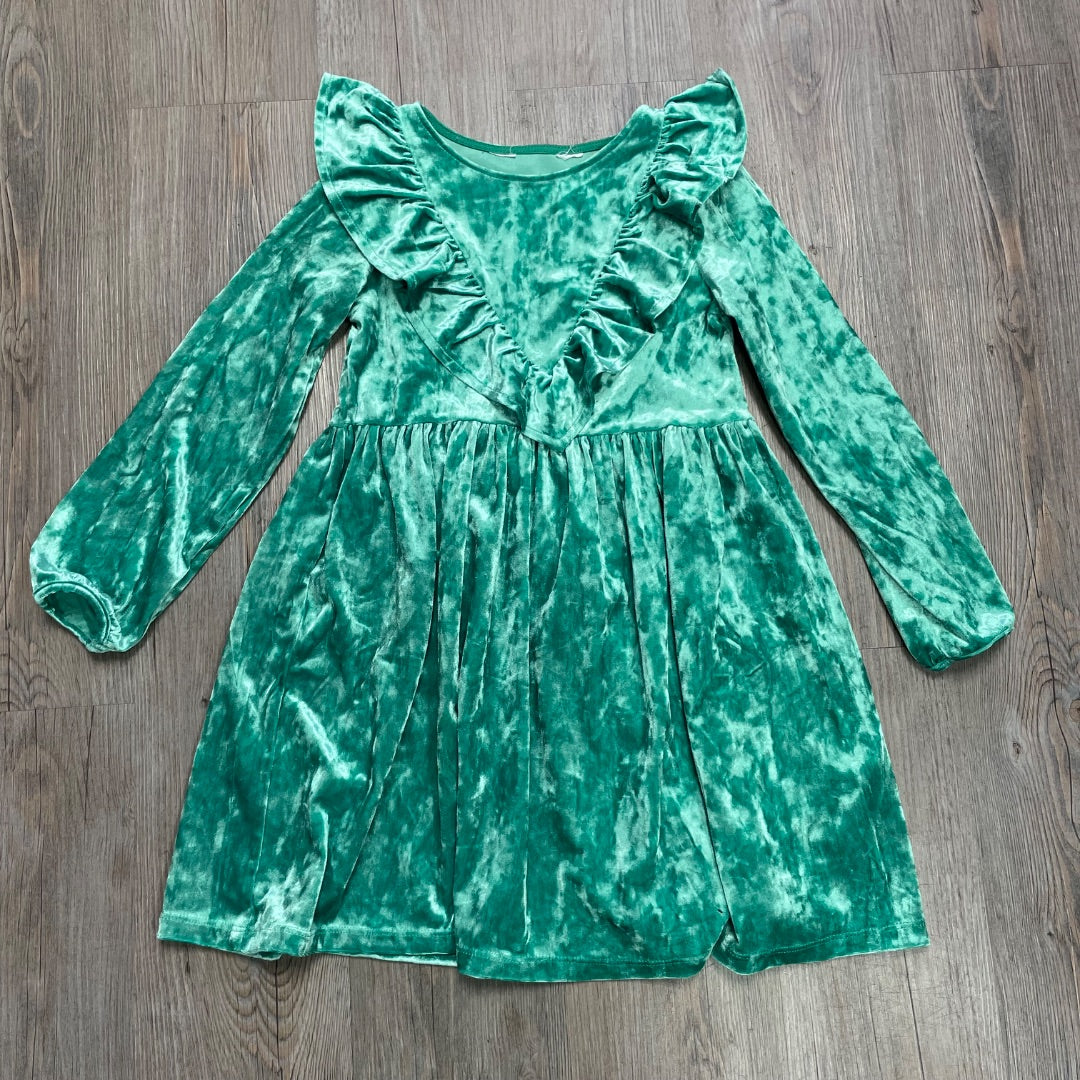 Green Crushed Velvet long, 6-7Y