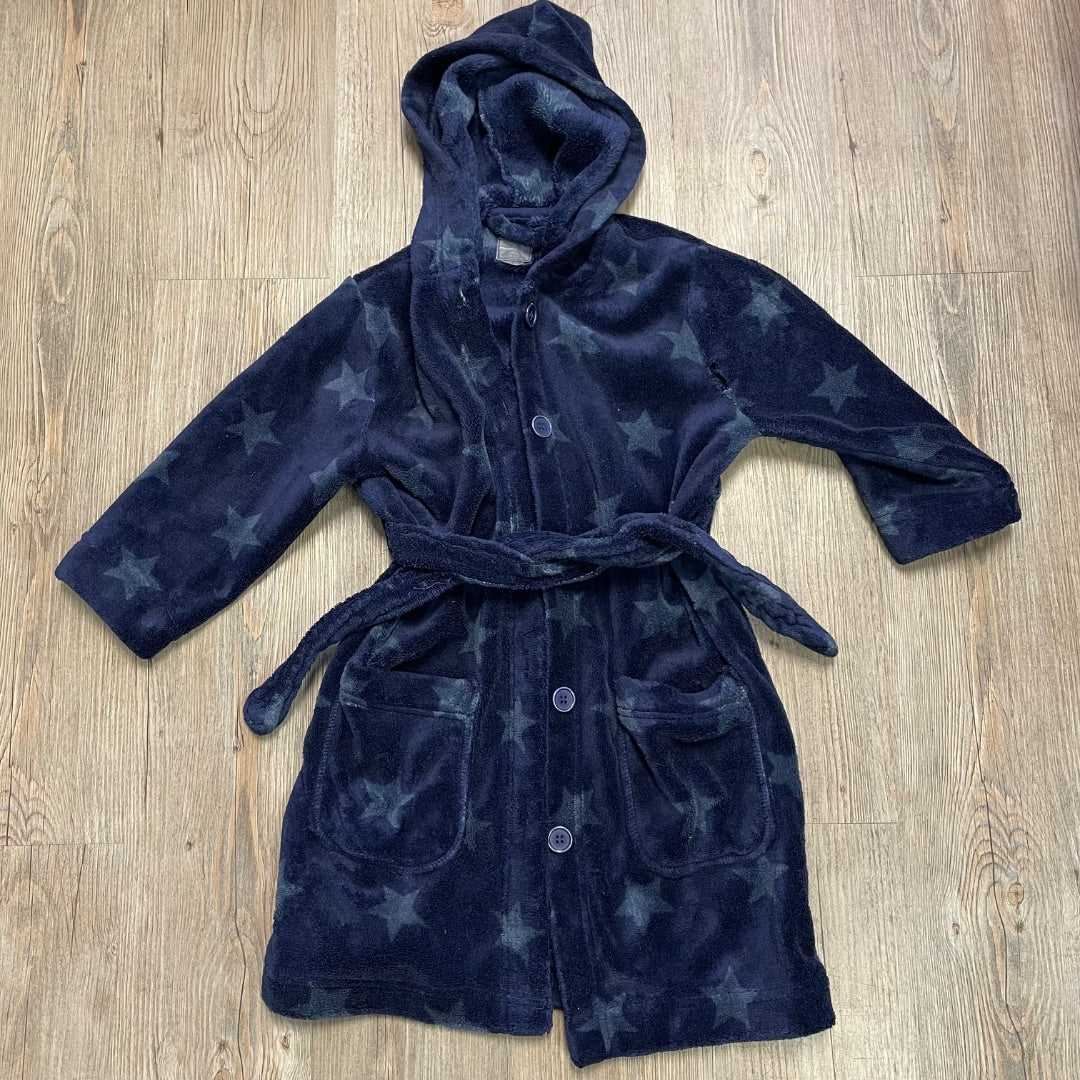 Navy Fleece Robe, 4-6Y