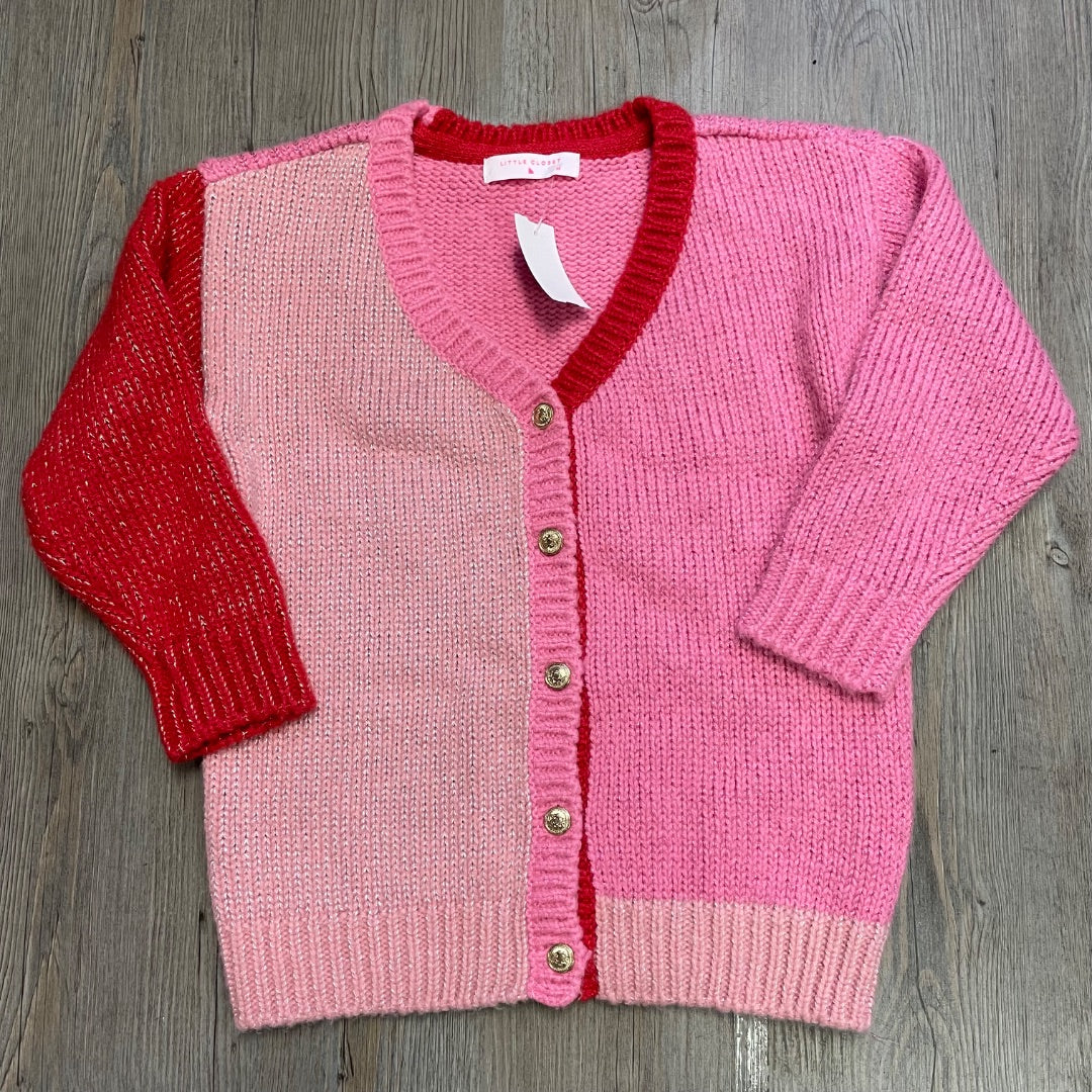 Red Pink Little Closet Knit Cardigan, 11-12Y