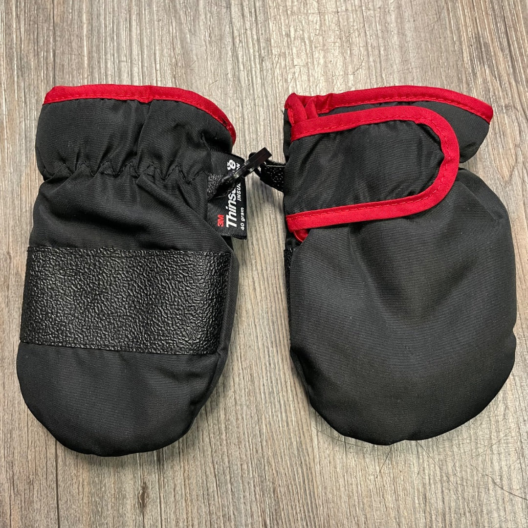 Black Winter Mitts, 6-12M