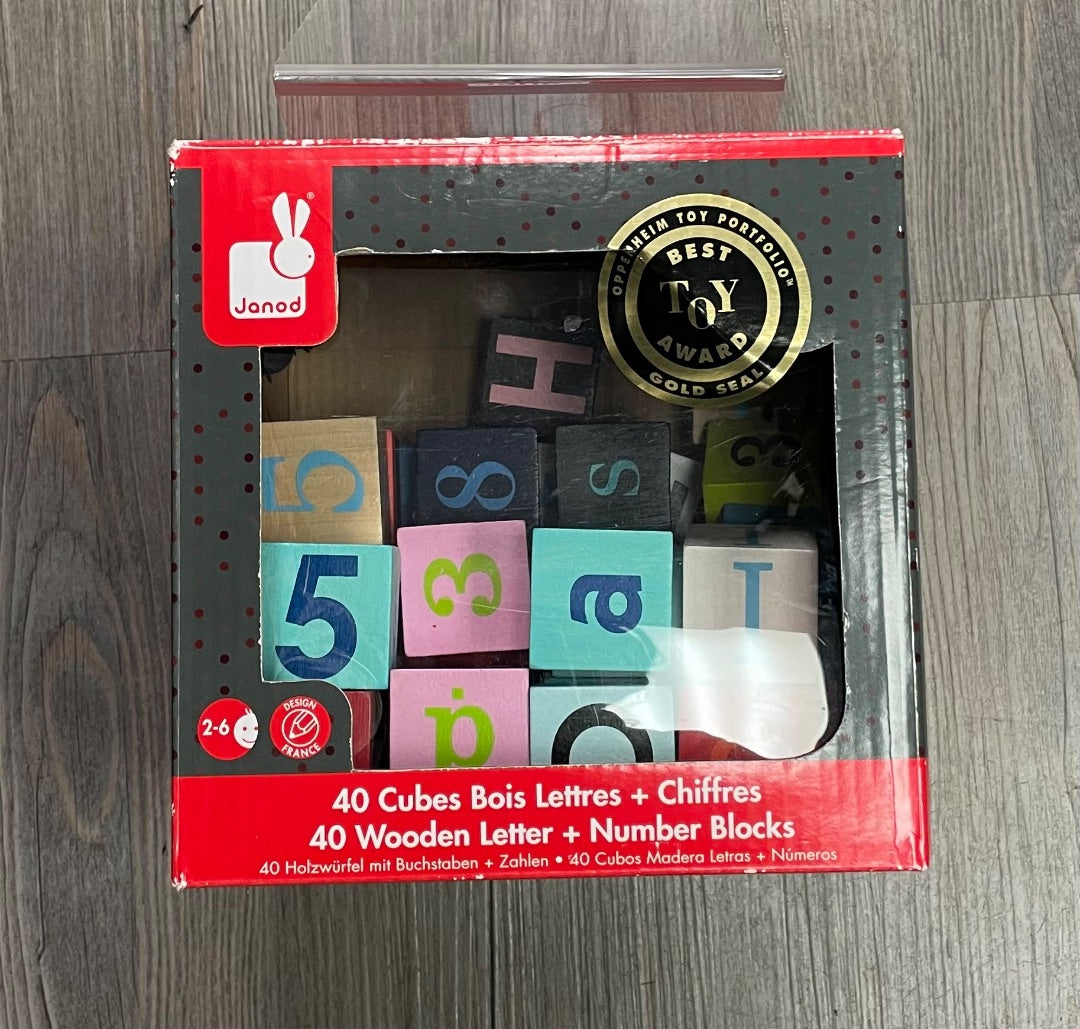 Multi Colour Janod Wooden Letter + Number, 2-6Y