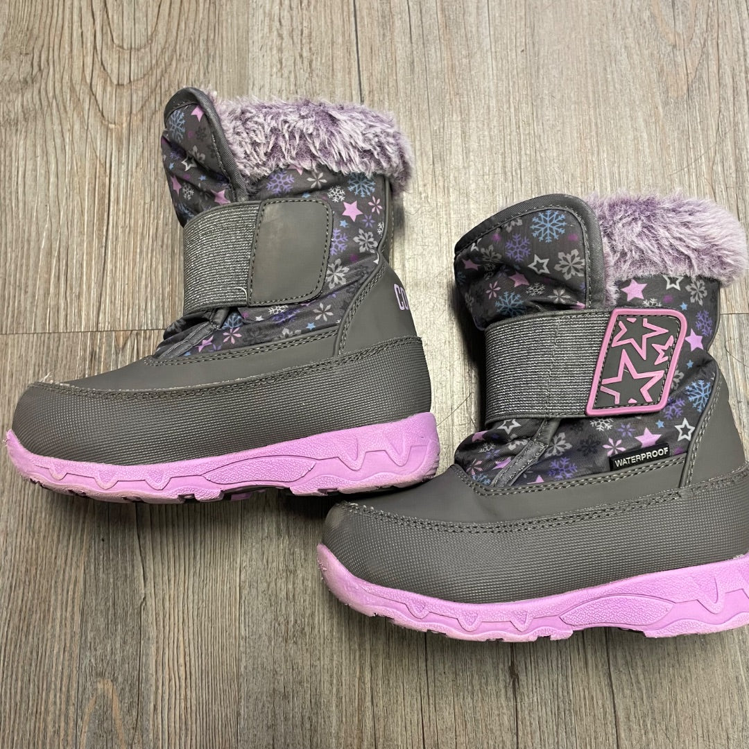Grey Purple Cougar Winter Boots, 9T