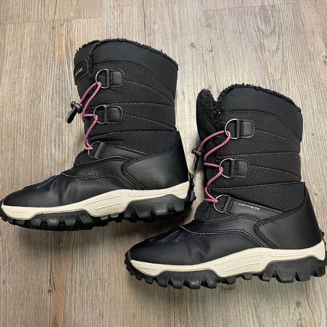 Black Geox Amphibiox Winter Boots, 13Y