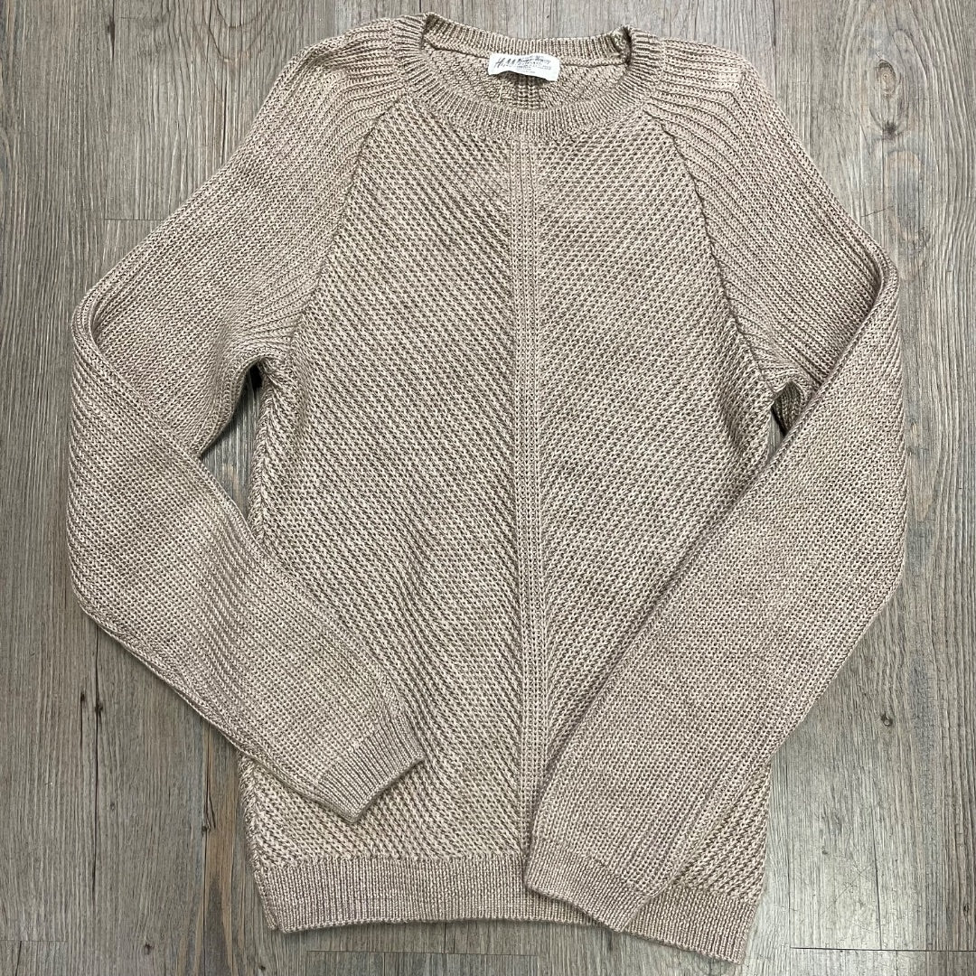 Tan H&M Cable Knit Pullover Sweater 100& Wool, 8-10Y