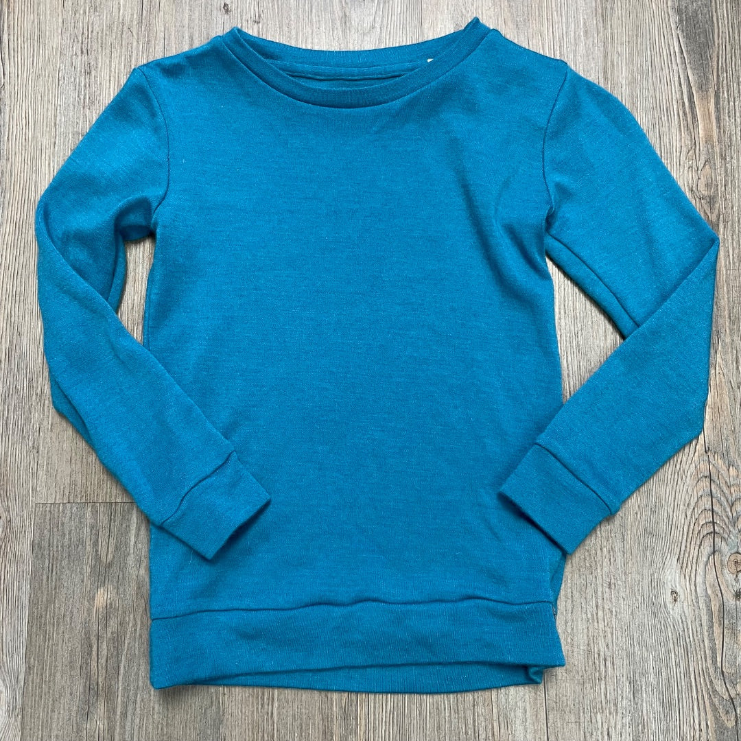 Teal Bumby Wool Long Sleeve Top, 8-9Y