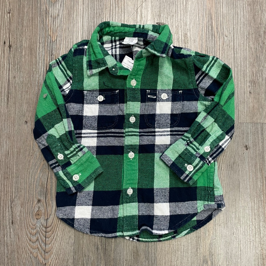 Plaid Green Gap Flannel Shirt, 18-24M
