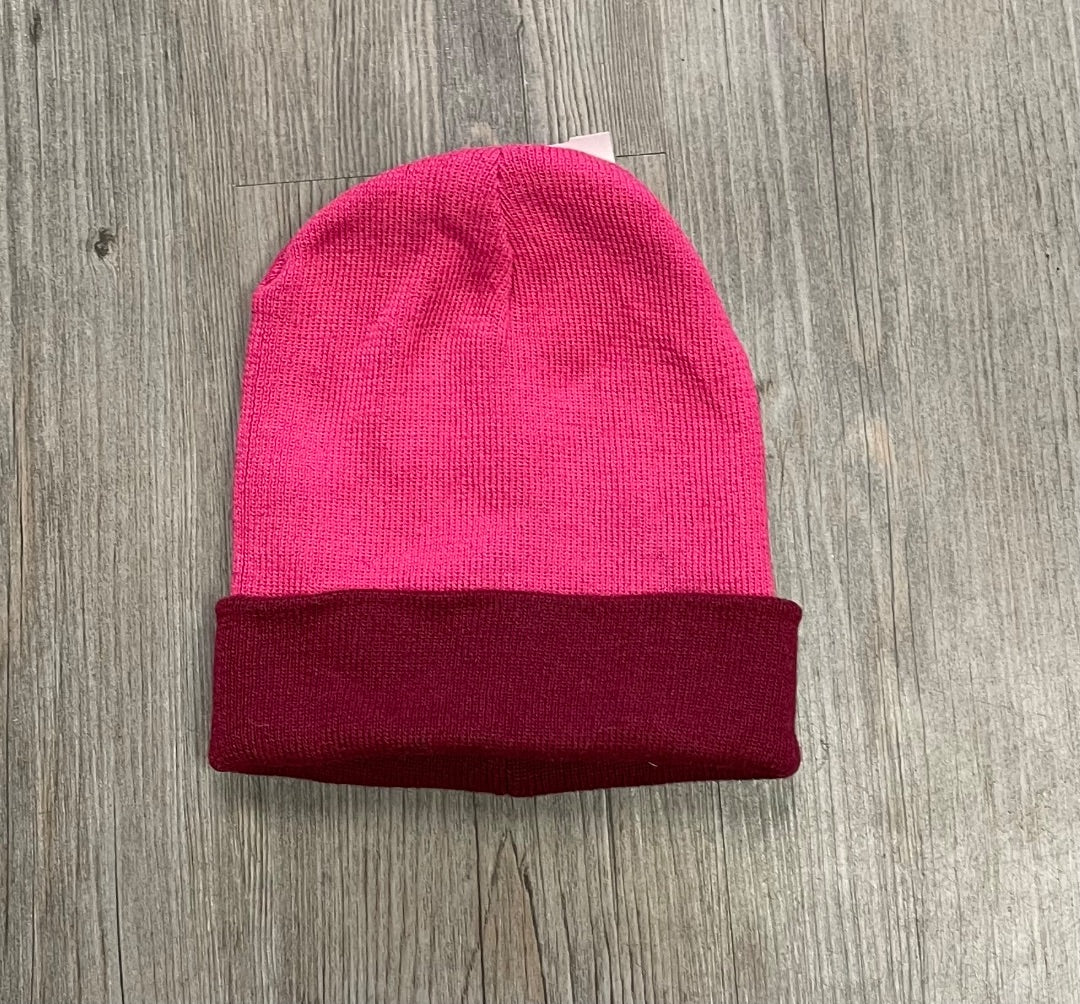 Maroon, Pink Reversible Knit Beanie, 8Y+