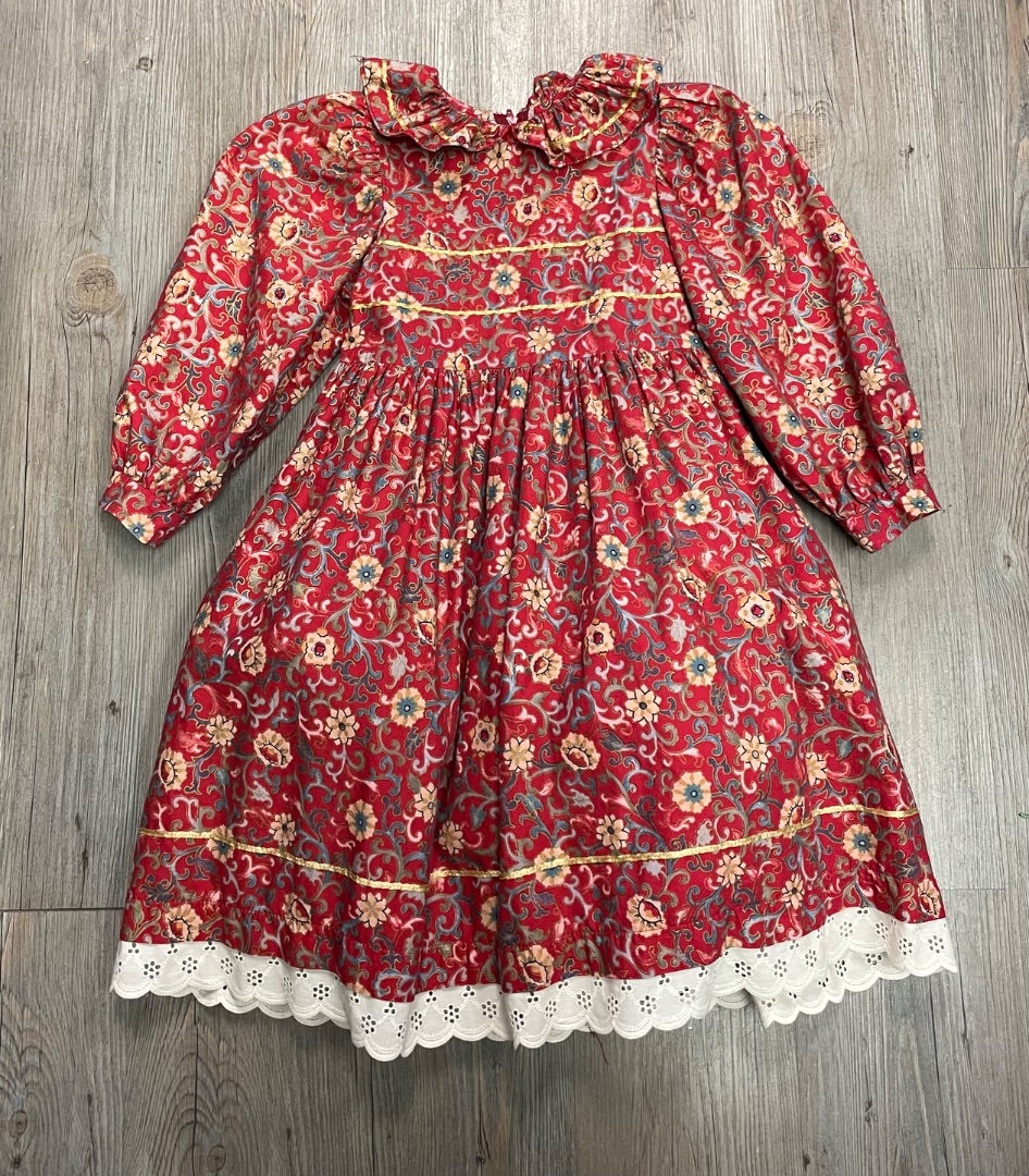 Floral Red Manhattan LS Dress, 5Y