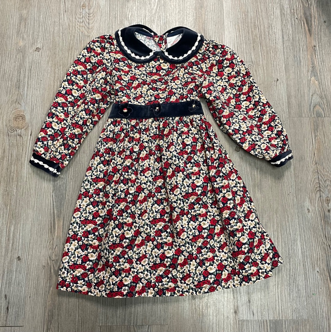 Floral Pebbles Stone LS Dress, 5Y