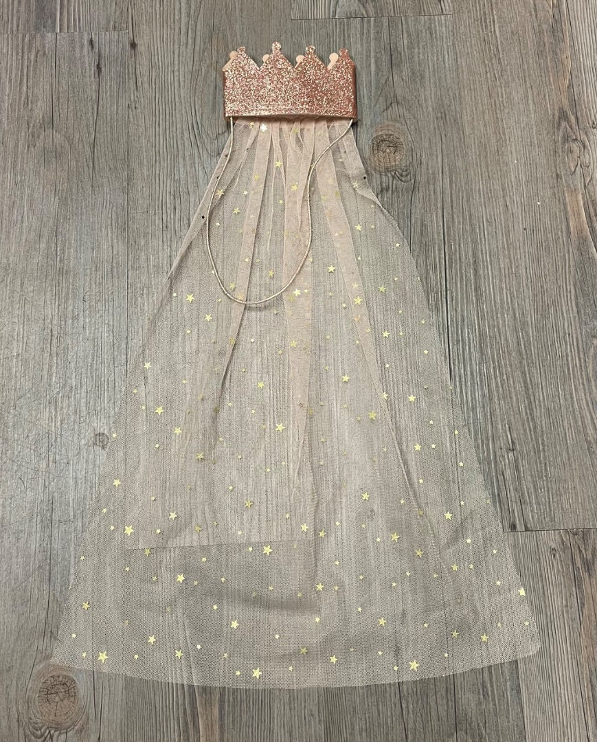 Glitter Dustyrose Crown With Vail, Pre-Owned
