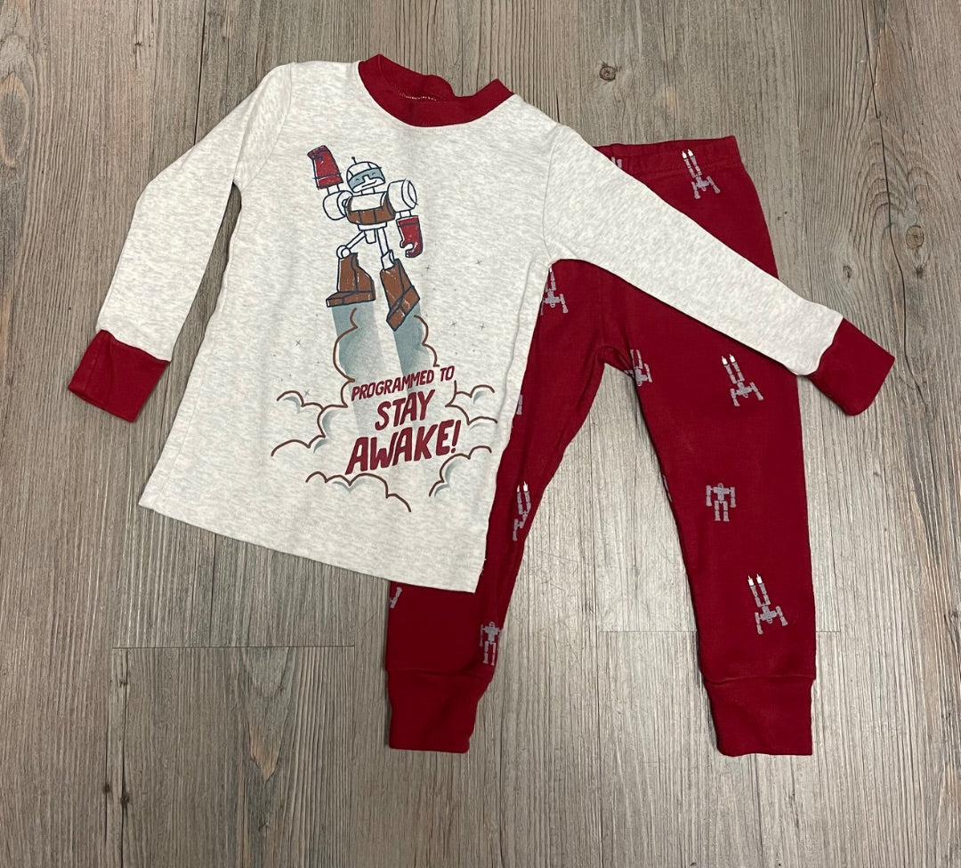 Red/Grey Carters 2 pcs Robot Pajamas, 18M