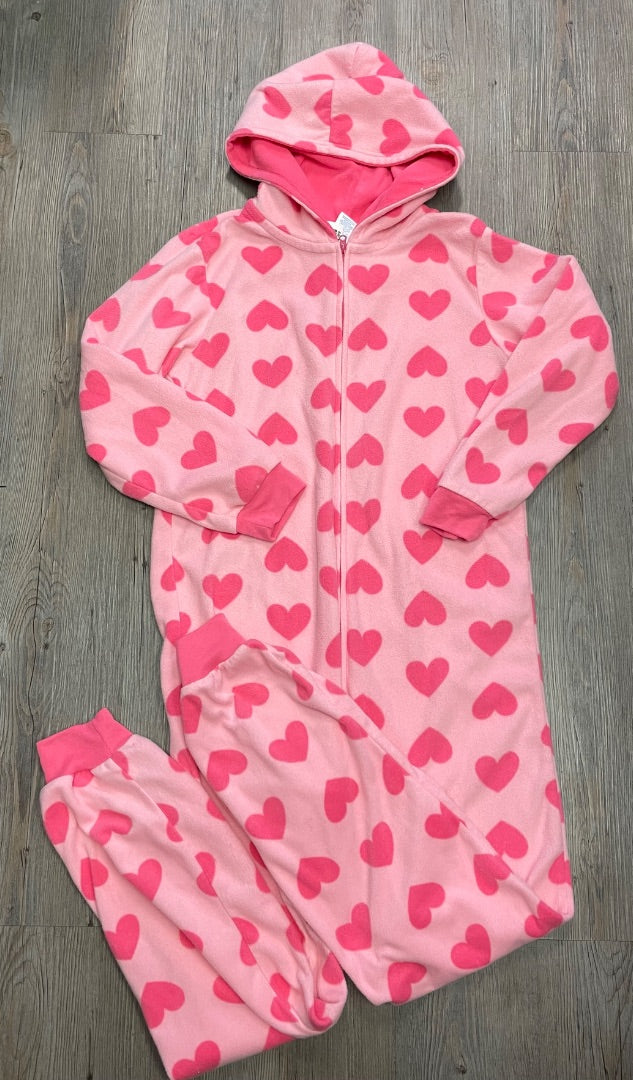Pink Childrens Place Hooded Fleece PJ Onesie, 14Y