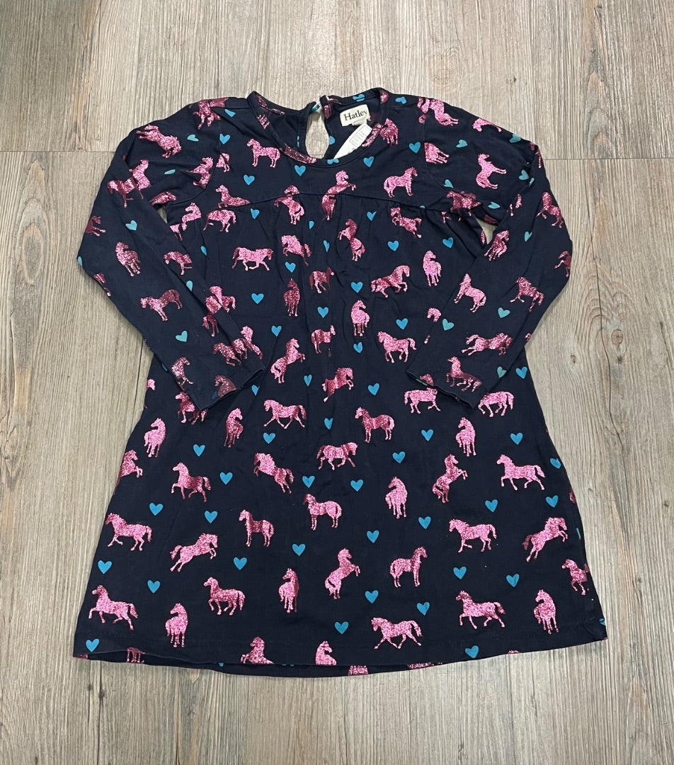 Navy Pink Hatley LS Dress, 6Y
