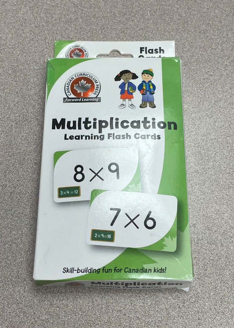 Green,White Multiplication Flash Cards, Pre-owned