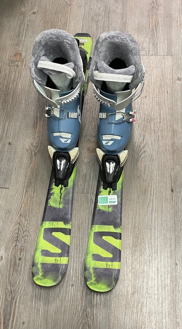 Green & Blue Salomon & Nordica Skis & Boots, 80cm & 21