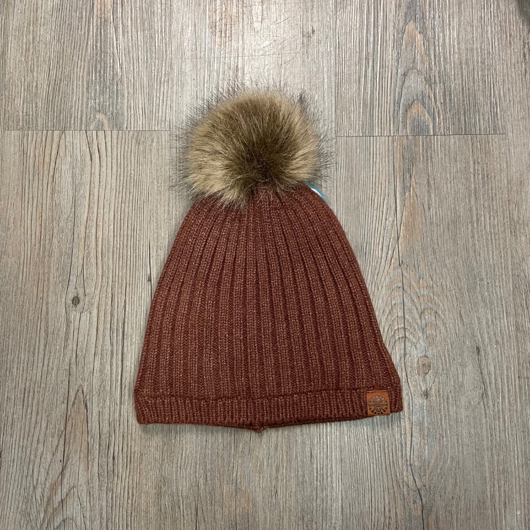 Caramel CaliKids Lined Knit Pom Hat, 6-10Y