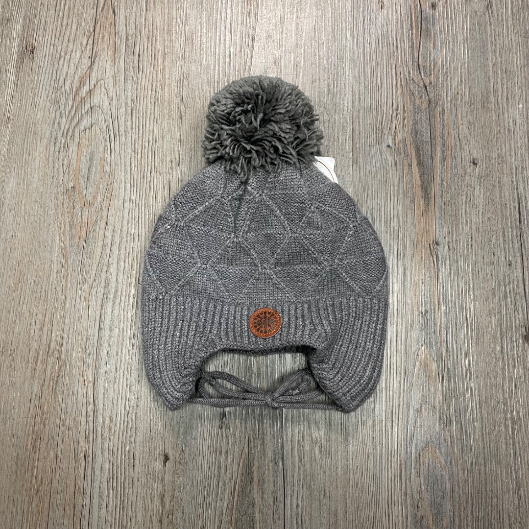 Titanium CaliKids Lined Knit Pom Hat with Tie, 2-5Y