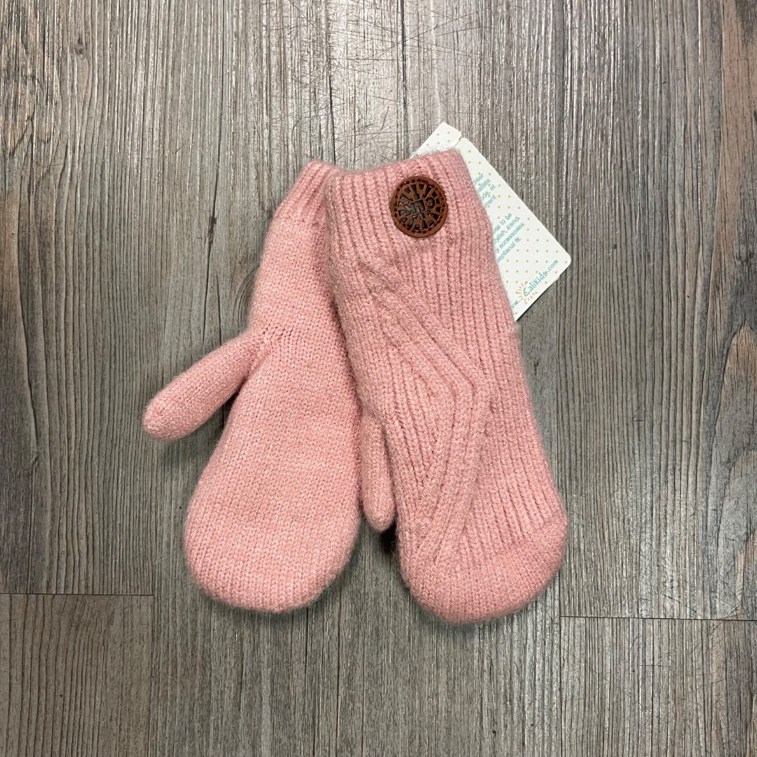 Misty Rose CaliKids Fur Lined Knit Mitts, 2-5Y